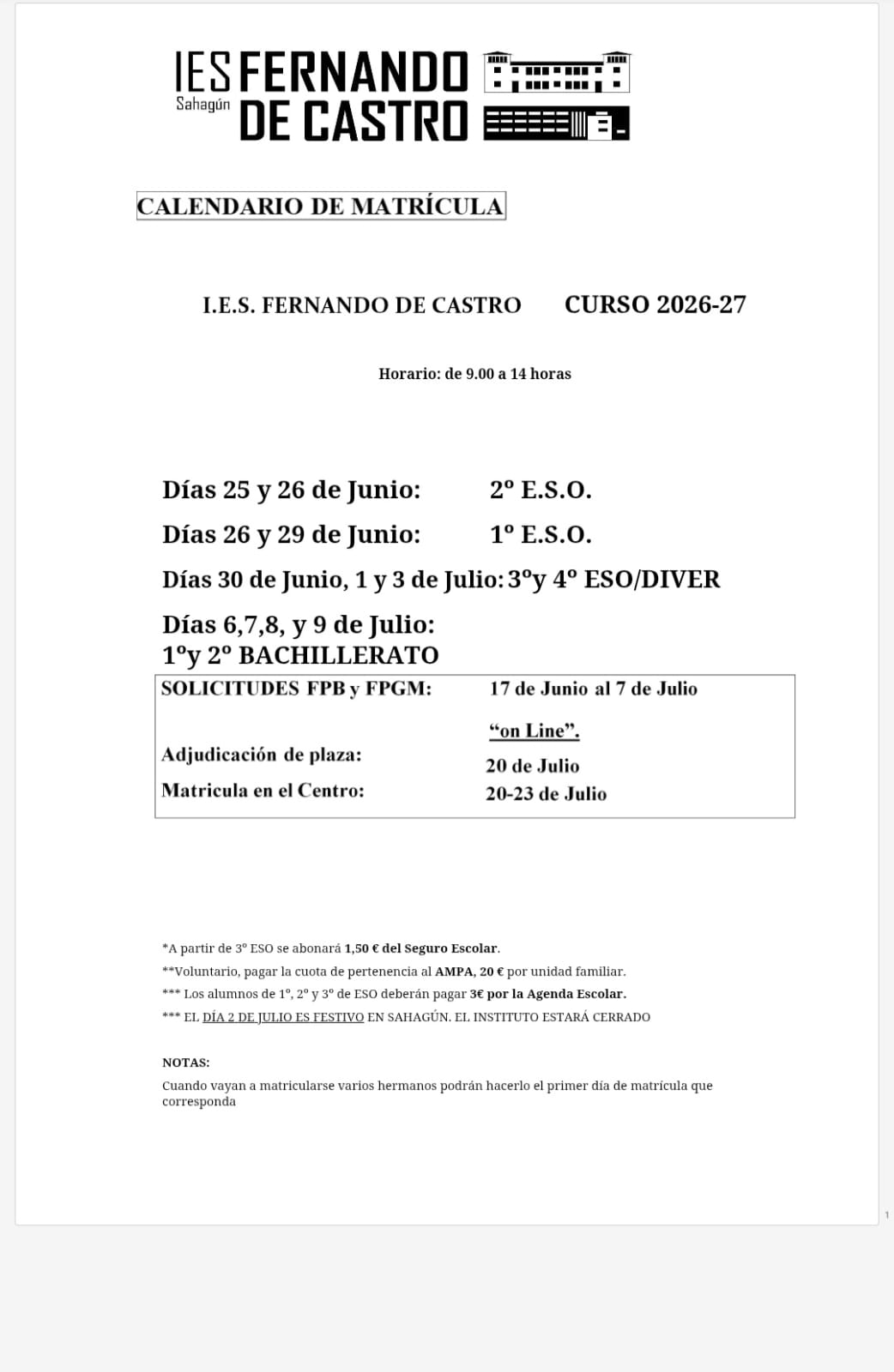 matriculas 26/27